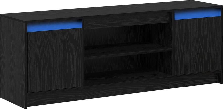 VidaXL TV-meubel met LED in zwart eiken 139 5x34x50 cm gemaakt van engineered hout