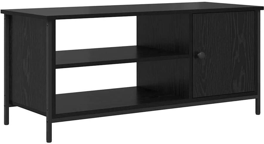 VidaXL TV Kast met plank met opslag met de deur Zwart eiken 100 x 40 x 45 cm Bewerkt hout