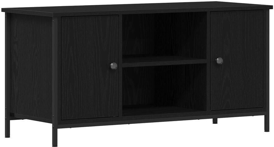 VidaXL TV-kast Zwart Eiken 100x40x50 cm Engineered Hout en Staal - Foto 2