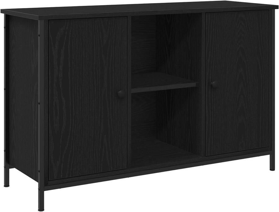 VidaXL TV Kast Zwart Eiken 101x35x65 cm Geëngineerd Hout en Staal