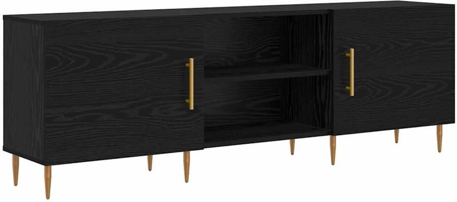 VidaXL TV Kast met plank met opslag met de deur Zwart eiken 150 x 30 x 50 cm Bewerkt hout