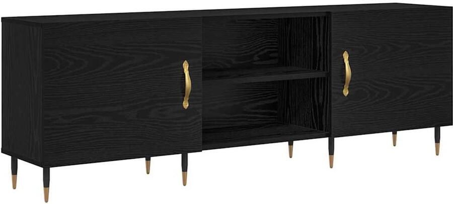VidaXL TV Kast met plank met opslag met de deur Zwart eiken 150 x 30 x 50 cm Bewerkt hout