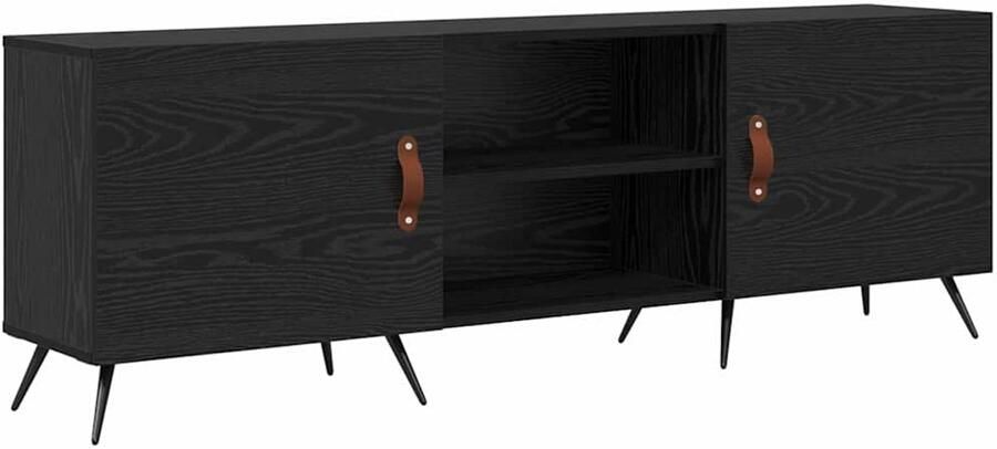 VidaXL TV Kast met plank met opslag met de deur Zwart eiken 150 x 30 x 50 cm Bewerkt hout
