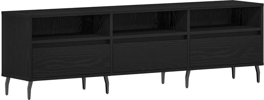 VidaXL TV Kast Zwart Eiken Bewerkt hout 150 x 30 x 44 5 cm TV meubel