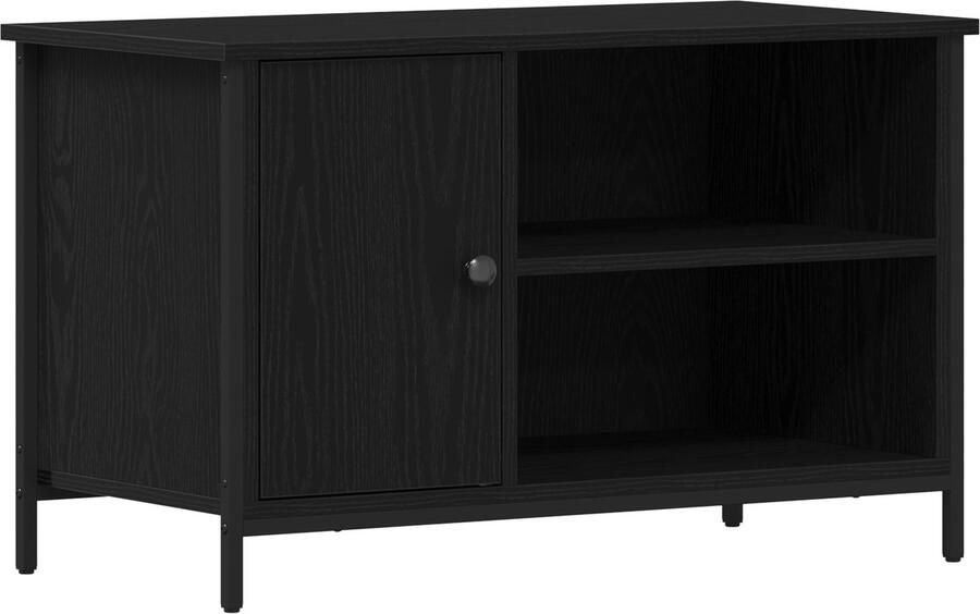 VidaXL TV-kast Zwart Eiken 80x40x50 cm Geengineerd Hout en Staal