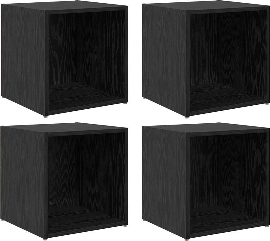 VidaXL TV-kasten 4 stuks Zwart Eiken 37x35x37 cm Geengineerd Hout