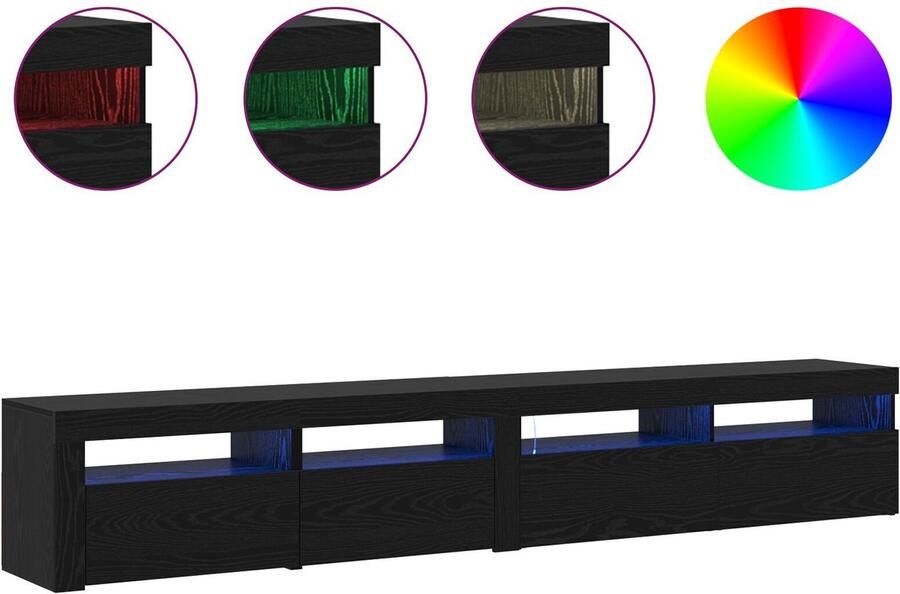 VidaXL TV Kasten 2 stuks met LED Verlichting Zwart Eiken Gefabriceerd Hout TV Kast met LED Zwart Eiken 120x35x40 cm Gefabriceerd Hout