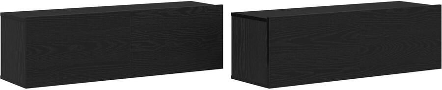VidaXL TV-kast Set van 2 Zwart eiken Bewerkt hout 100x30x30 5 cm