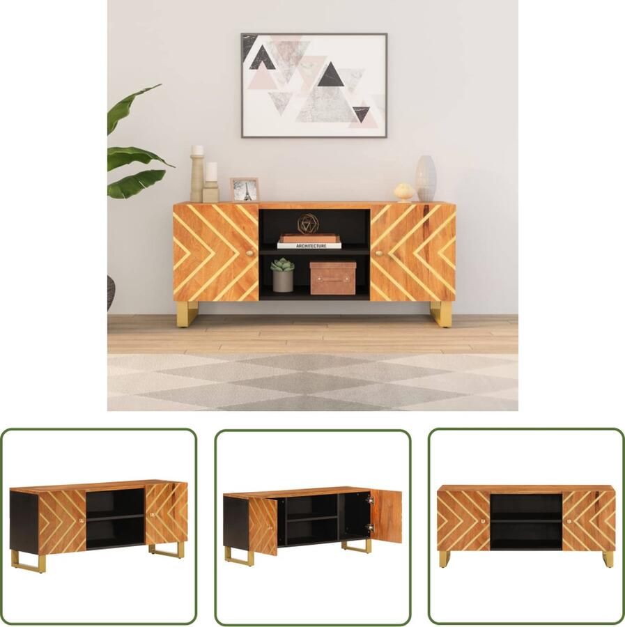 The Living Store Televisiekast Nordic TV-meubel 105 x 33.5 x 46 cm Mangohout Televisiescherm Kast Tv Kasten Tv Meubel Salontafel Houten Tv Kast