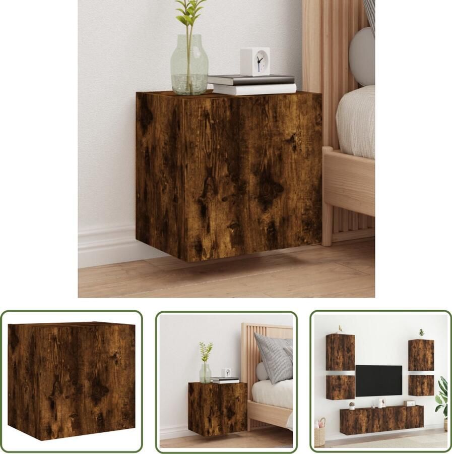 The Living Store Tv-wandmeubel 40 5x30x40 cm bewerkt hout gerookt eikenkleurig Tv-wandmeubel Tv-kasten Zwevend Tv-meubel Houten Tv-standaard Bergruimte