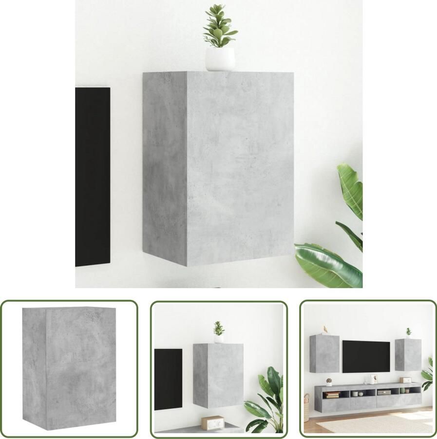 VidaXL Tv-wandmeubel 40 5x30x60 cm bewerkt hout betongrijs Tv-wandmeubel Tv-kasten Houten Tv-standaard Compact Tv-meubel Modern Tv-meubel