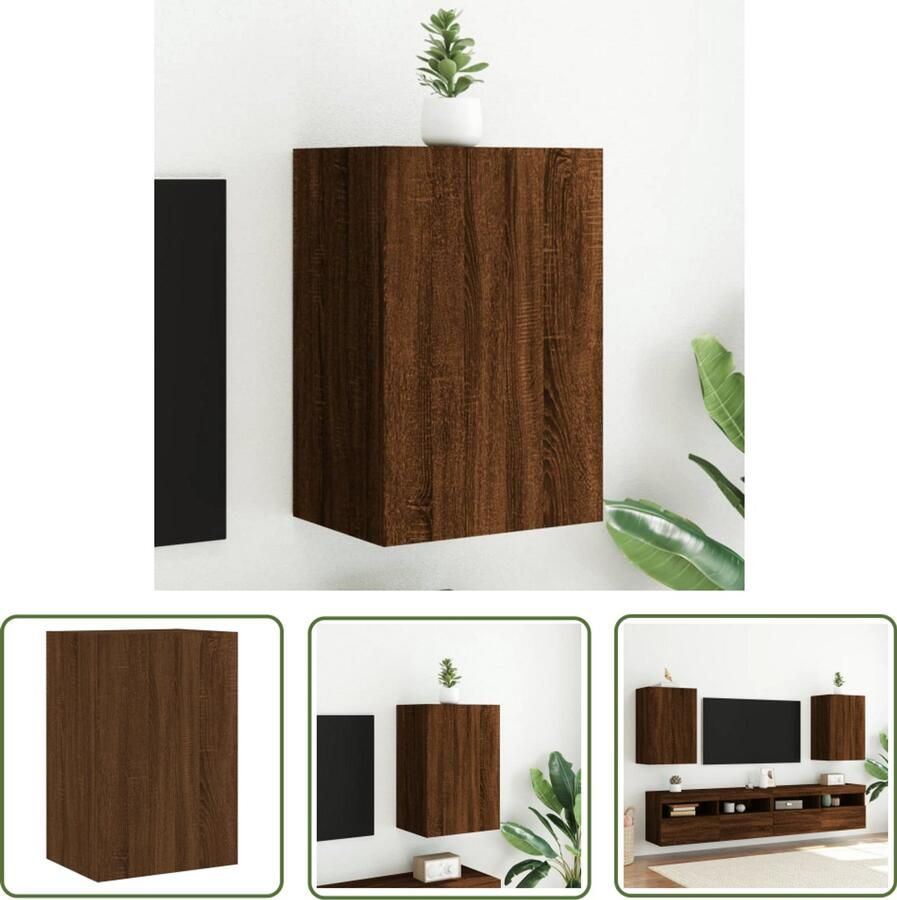 The Living Store Tv-wandmeubel 40 5x30x60 cm bewerkt hout bruin eikenkleur Tv-wandmeubel Tv-kasten Zwevend Tv-meubel Opbergruimte Houten Tv-standaard