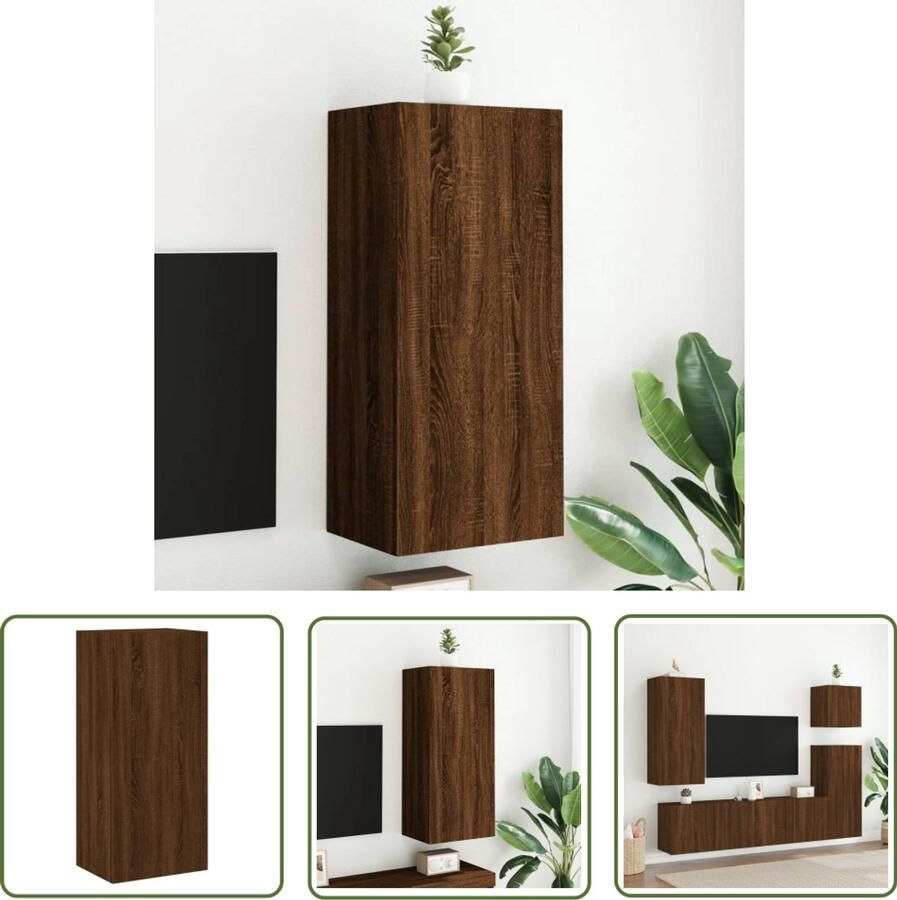 The Living Store Tv-wandmeubel 40 5x30x90 cm bewerkt hout bruin eikenkleur Tv-wandmeubel Tv-kasten Zwevend Tv-meubel Houten Tv-standaard Bruine Eiken Kleur