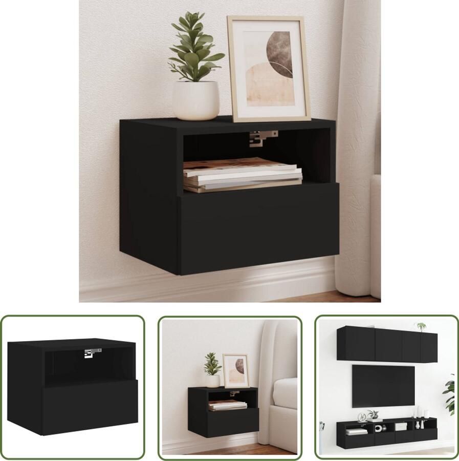 VidaXL Tv-wandmeubel 40x30x30 cm bewerkt hout zwart Tv-wandmeubel Tv-kasten Houten Tv-standaard Media Kast Opbergkast