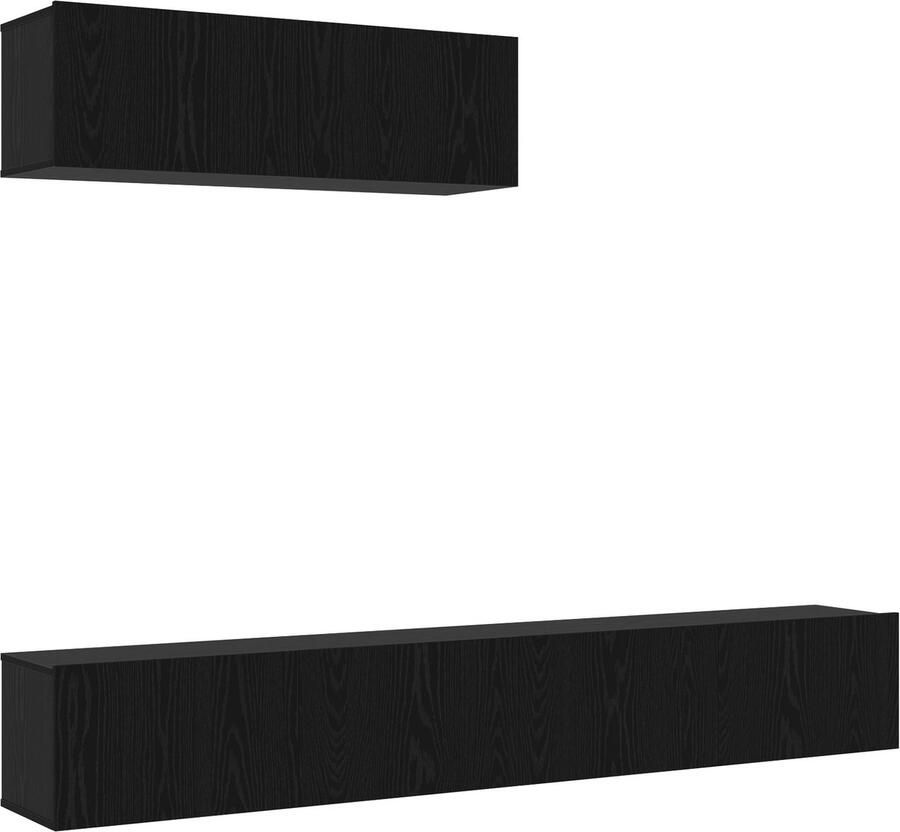 VidaXL TV-kastenset 3 pcs Zwart eiken 200 x 30 x 30 cm Bewerkt hout