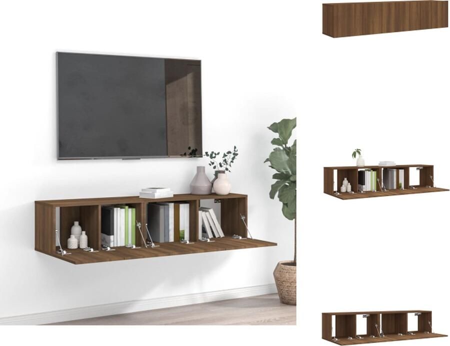 VidaXL Tv-kastenset Tv-kastensets Tv-kast Tv-meubelset 2-delige Tv-meubelset bewerkt hout bruineikenkleurig - Foto 2