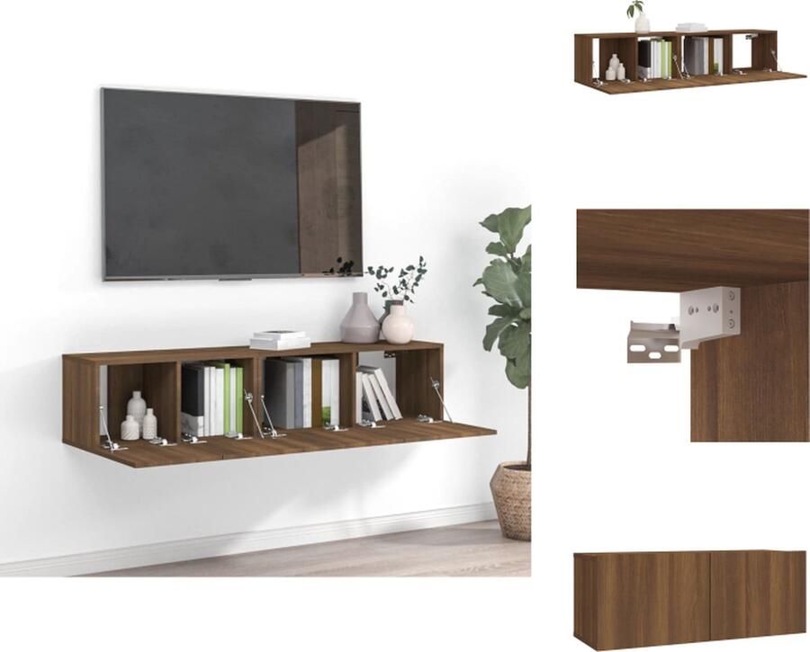 VidaXL Tv-kastenset Tv-kastensets Tv-kast Tv-meubelset 2-delige Tv-meubelset bewerkt hout bruineikenkleurig