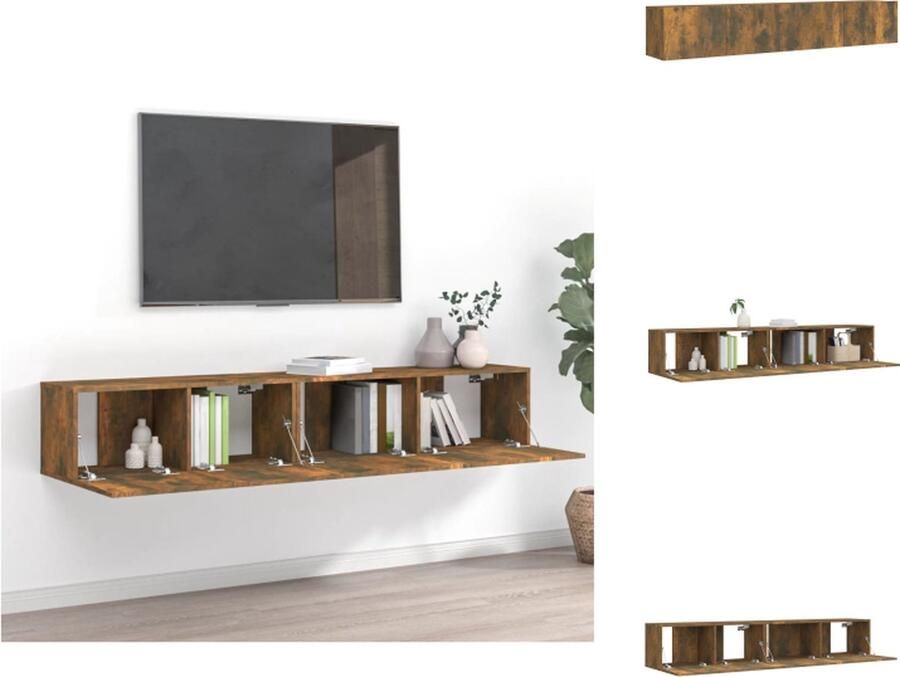 VidaXL Tv-meubelset 2-delig Gerookt eiken Tv Meubel Set Tv Kast Salon Meubilair Houten Tv Stand Modern Tv Meubel - Foto 2