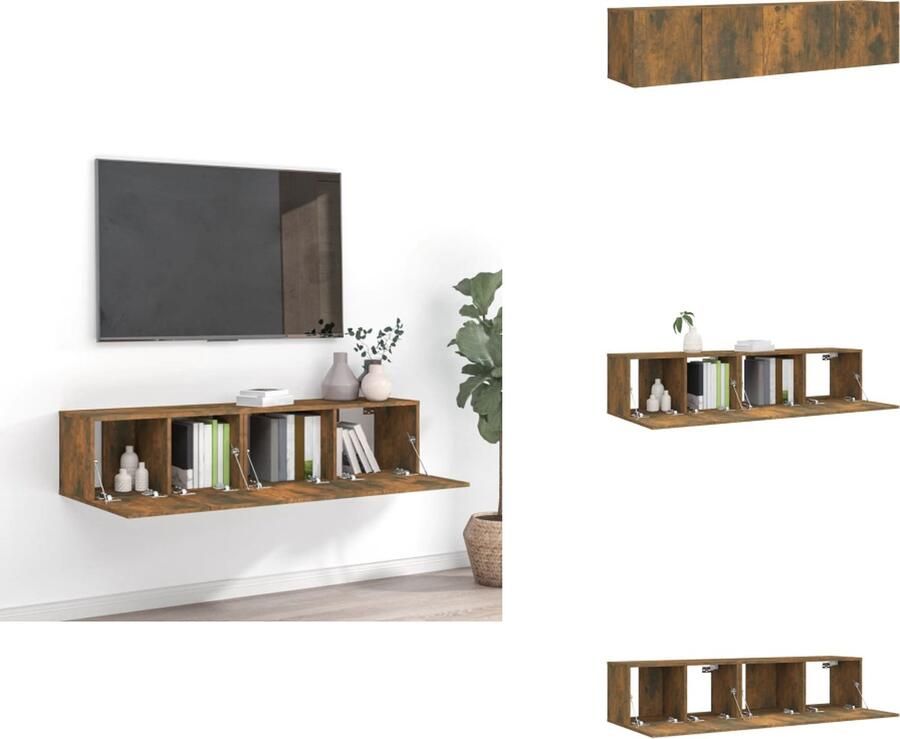 VidaXL Tv-meubelset 2-delig Gerookt eiken Tv Meubel Set Tv Kast Salon Meubilair Houten Tv Stand Modern Tv Meubel