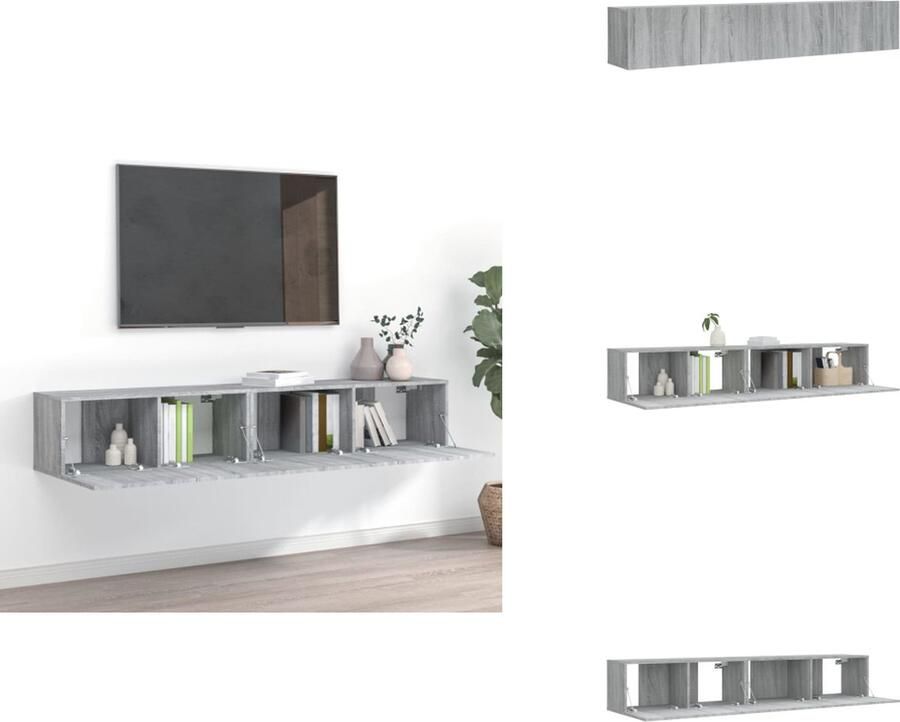 VidaXL Tv-kastenset Tv-kastensets Tv-kast Tv-meubelset 2-delige Tv-meubelset bewerkt hout grijs sonoma eikenkleurig