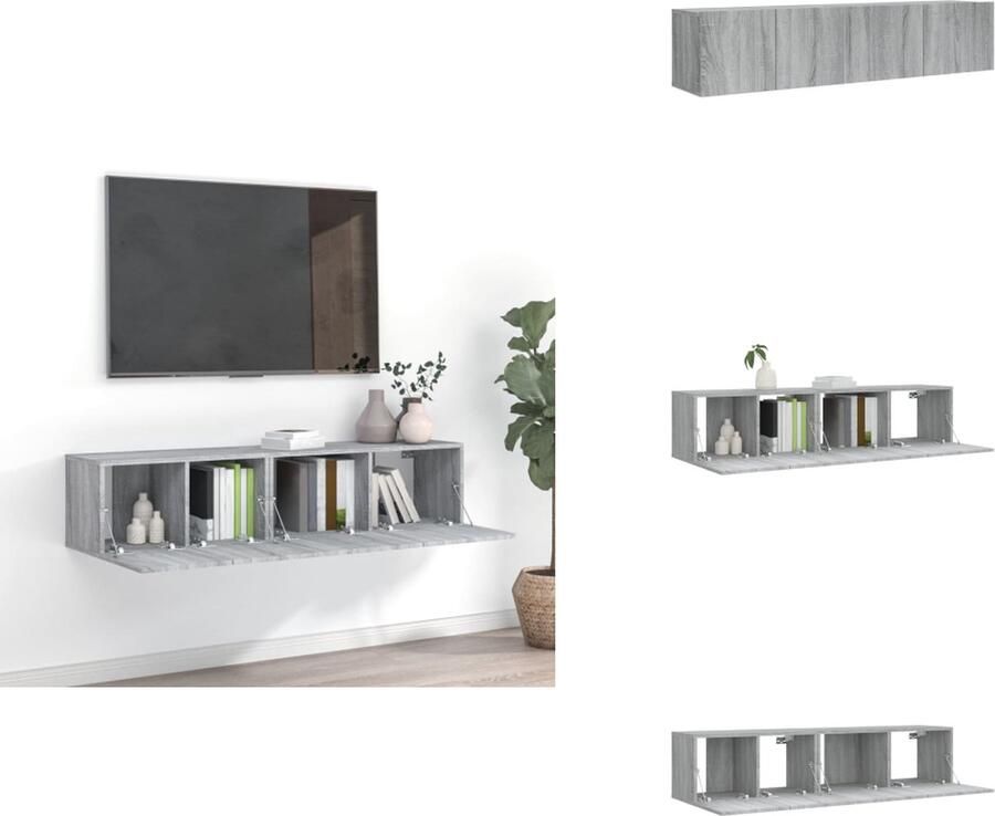 VidaXL Tv-meubelset 2-delig Grijs Sonoma Eiken Tv Meubel Set Houten Tv Meubelen Salontafel Woonkamerdecoratie Tv Kastenset - Foto 3