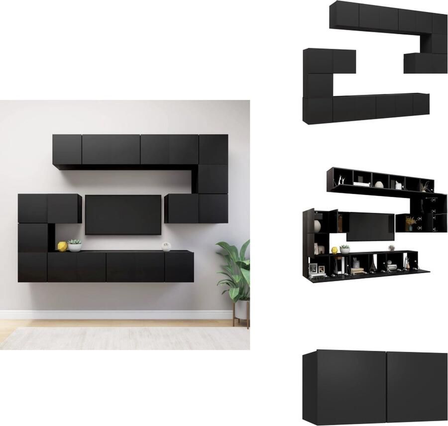 VidaXL Tv-kastenset Tv-kastensets Tv-kasten Tv-meubelset 10-delige Tv-meubelset bewerkt hout zwart