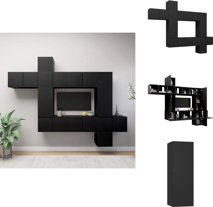 VidaXL Tv-kastenset Tv-kastensets Tv-kasten Tv-meubelset 10-delige Tv-meubelset bewerkt hout zwart