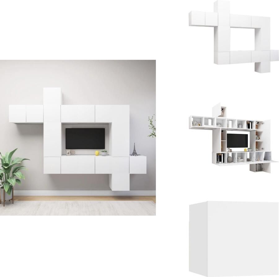 VidaXL Tv-kastenset Tv-kastensets Tv-kasten Tv-meubelset 10-delige Tv-meubelset bewerkt hout wit
