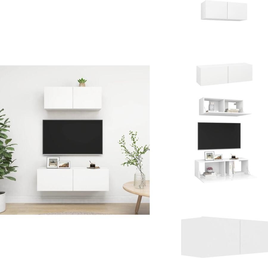 VidaXL Tv-kastenset Tv-kastensets Tv-kasten Tv-meubelset 2-delige Tv-meubelset bewerkt hout wit