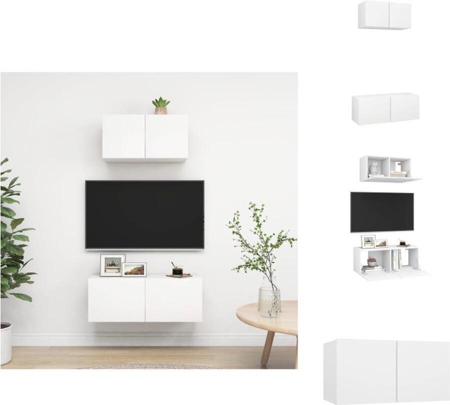 VidaXL Tv-kastenset Tv-kastensets Tv-kasten Tv-meubelset 2-delige Tv-meubelset bewerkt hout wit