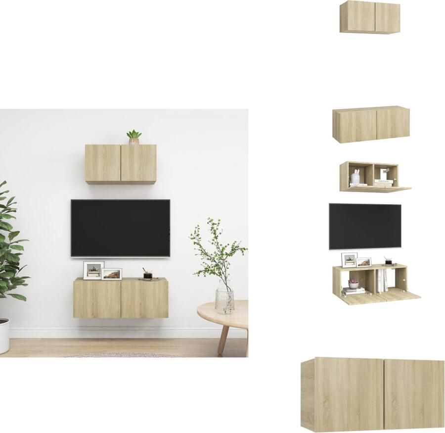 VidaXL Tv-kastenset Tv-kastensets Tv-kasten Tv-meubelset 2-delige Tv-meubelset spaanplaat sonoma eikenkleurig