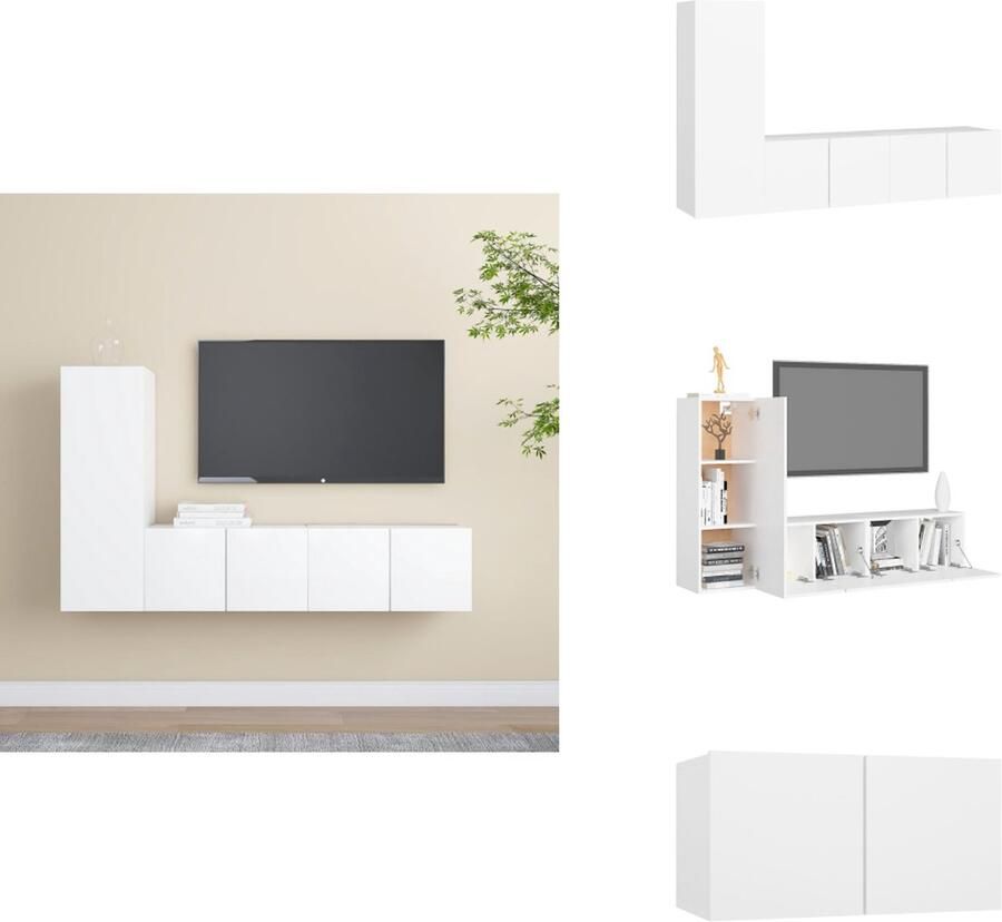 VidaXL Tv-kastenset Tv-kastensets Tv-kasten Tv-meubelset 3-delige Tv-meubelset bewerkt hout wit