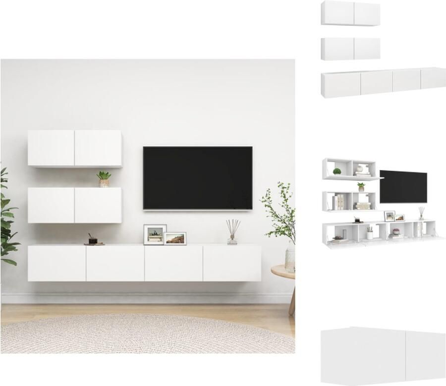 VidaXL Tv-kastenset Tv-kastensets Tv-kasten Tv-meubelset 4-delige Tv-meubelset bewerkt hout wit