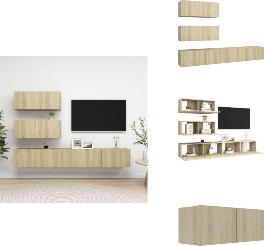 VidaXL Tv-kastenset Tv-kastensets Tv-kasten Tv-meubelset 4-delige Tv-meubelset spaanplaat sonoma eikenkleurig