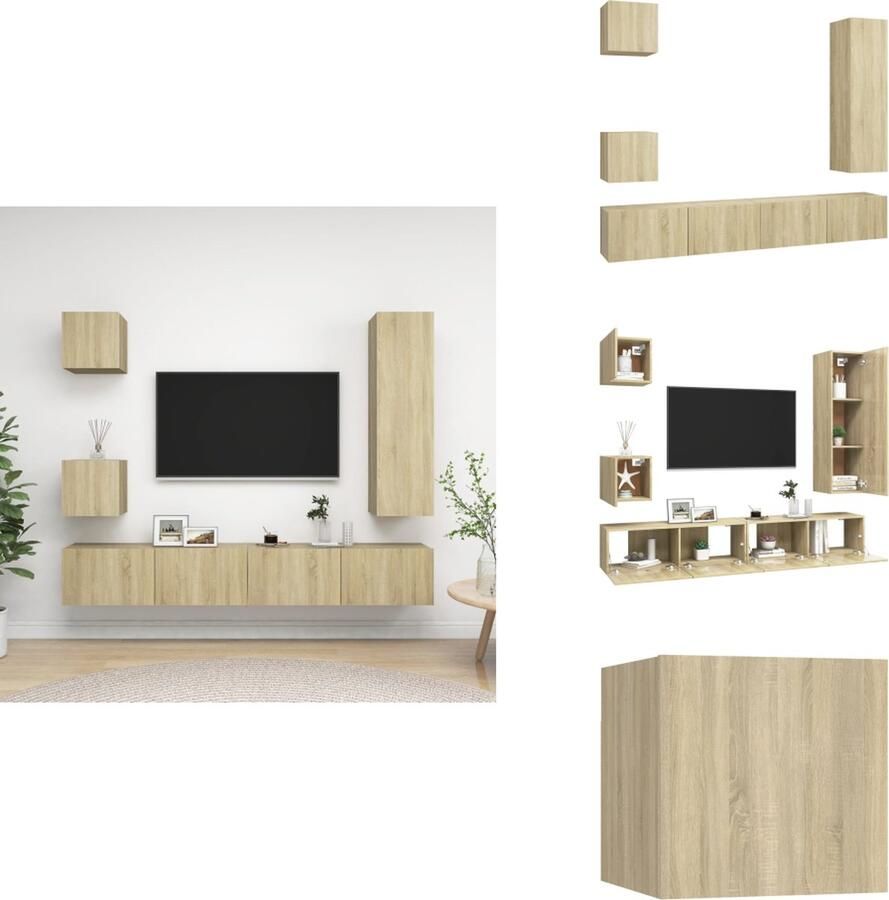 VidaXL Tv-kastenset Tv-kastensets Tv-kasten Tv-meubelset 5-delige Tv-meubelset bewerkt hout sonoma eikenkleurig