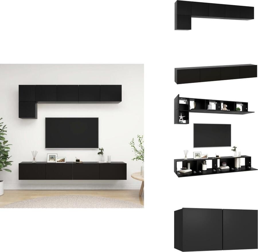 VidaXL Tv-kastenset Tv-kastensets Tv-kasten Tv-meubelset 5-delige Tv-meubelset bewerkt hout zwart