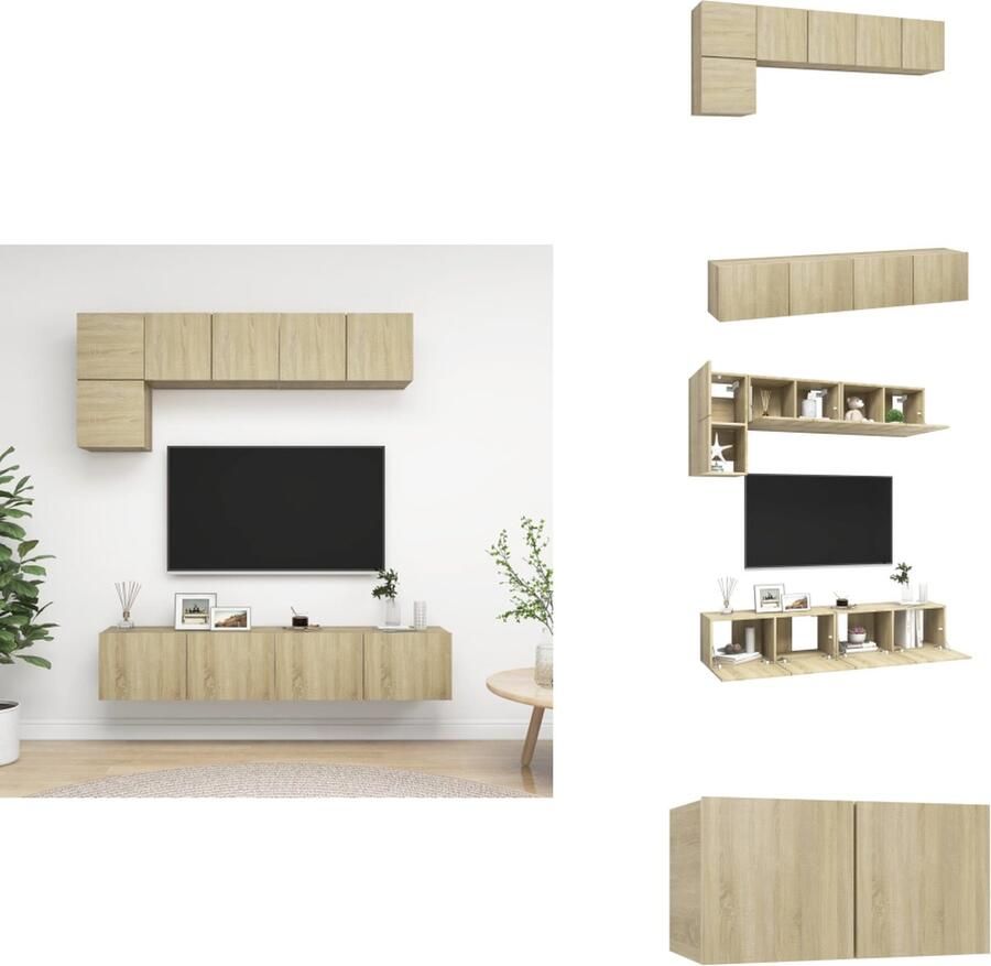 VidaXL Tv-kastenset Tv-kastensets Tv-kasten Tv-meubelset 5-delige Tv-meubelset spaanplaat sonoma eikenkleurig