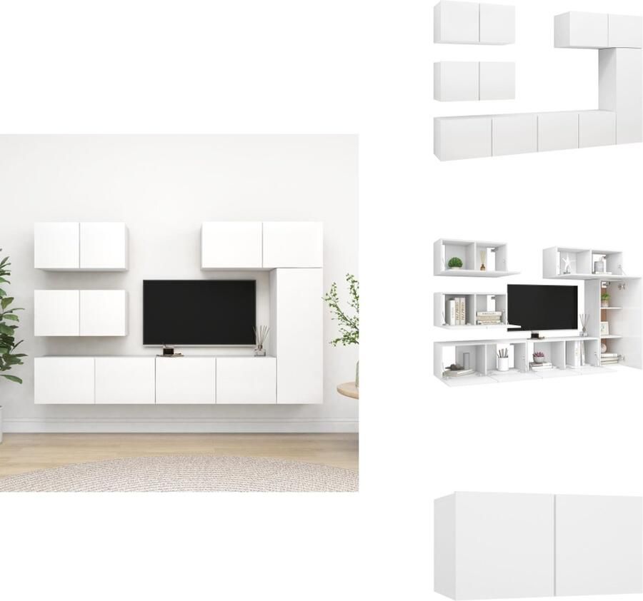 VidaXL Tv-kastenset Tv-kastensets Tv-kasten Tv-meubelset 6-delige Tv-meubelset bewerkt hout wit