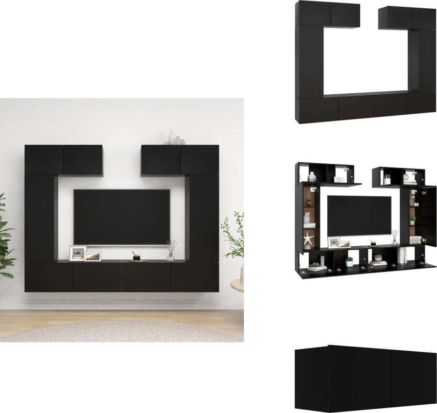 VidaXL Tv-kastenset Tv-kastensets Tv-kasten Tv-meubelset 6-delige Tv-meubelset bewerkt hout zwart