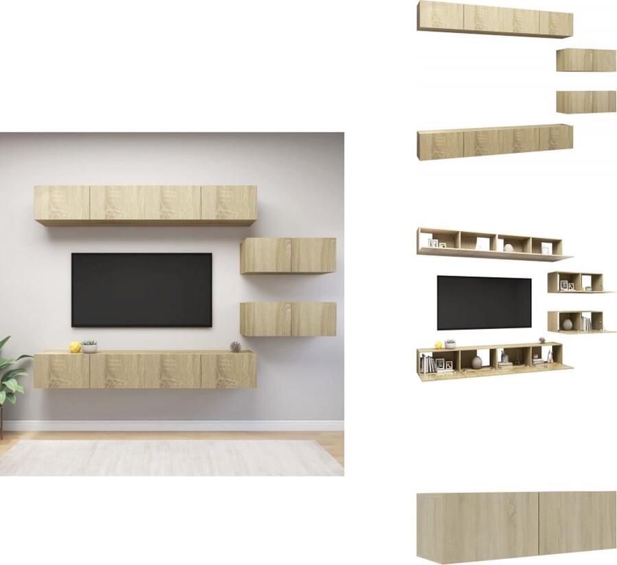 VidaXL Tv-kastenset Tv-kastensets Tv-kasten Tv-meubelset 6-delige Tv-meubelset spaanplaat sonoma eikenkleurig