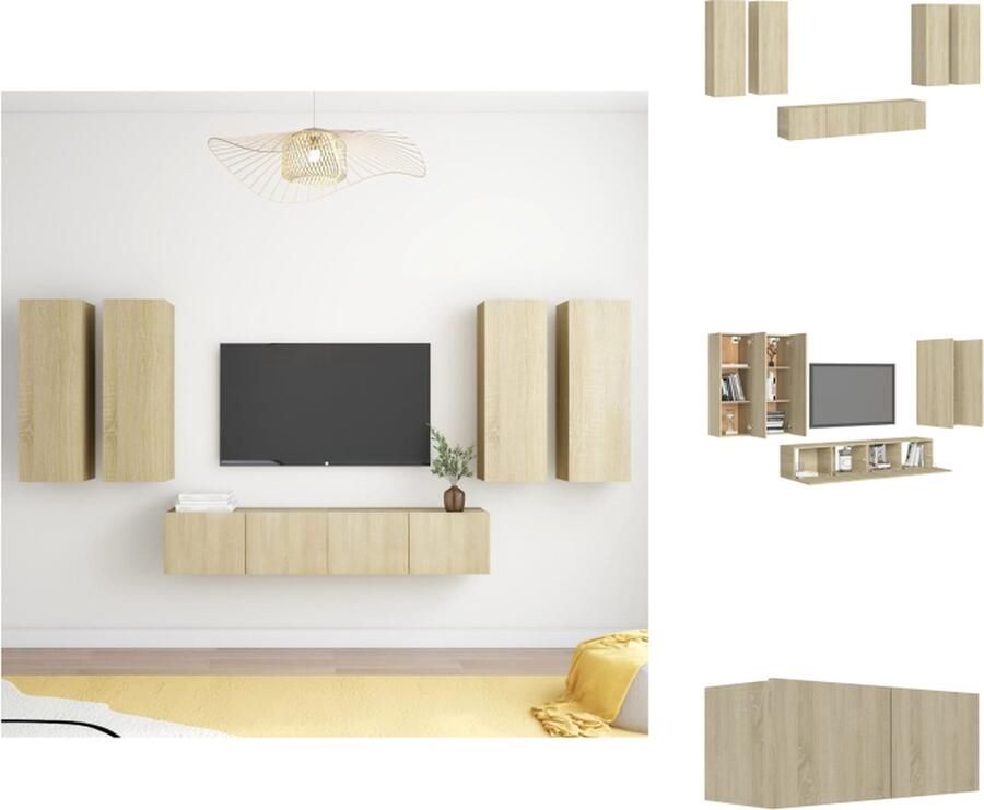VidaXL Tv-kastenset Tv-kastensets Tv-kasten Tv-meubelset 6-delige Tv-meubelset spaanplaat sonoma eikenkleurig