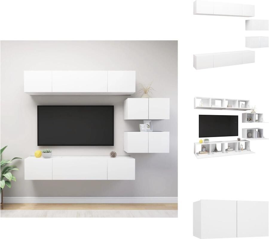 VidaXL Tv-kastenset Tv-kastensets Tv-kasten Tv-meubelset 6-delige Tv-meubelset spaanplaat wit