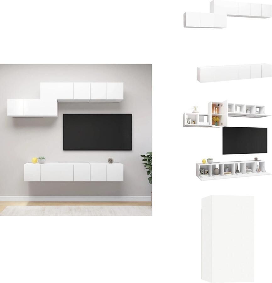 VidaXL Tv-kastenset Tv-kastensets Tv-kasten Tv-meubelset 7-delige Tv-meubelset bewerkt hout wit