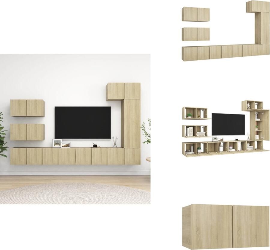 VidaXL Tv-kastenset Tv-kastensets Tv-kasten Tv-meubelset 8-delige Tv-meubelset bewerkt hout sonoma eikenkleurig - Foto 2