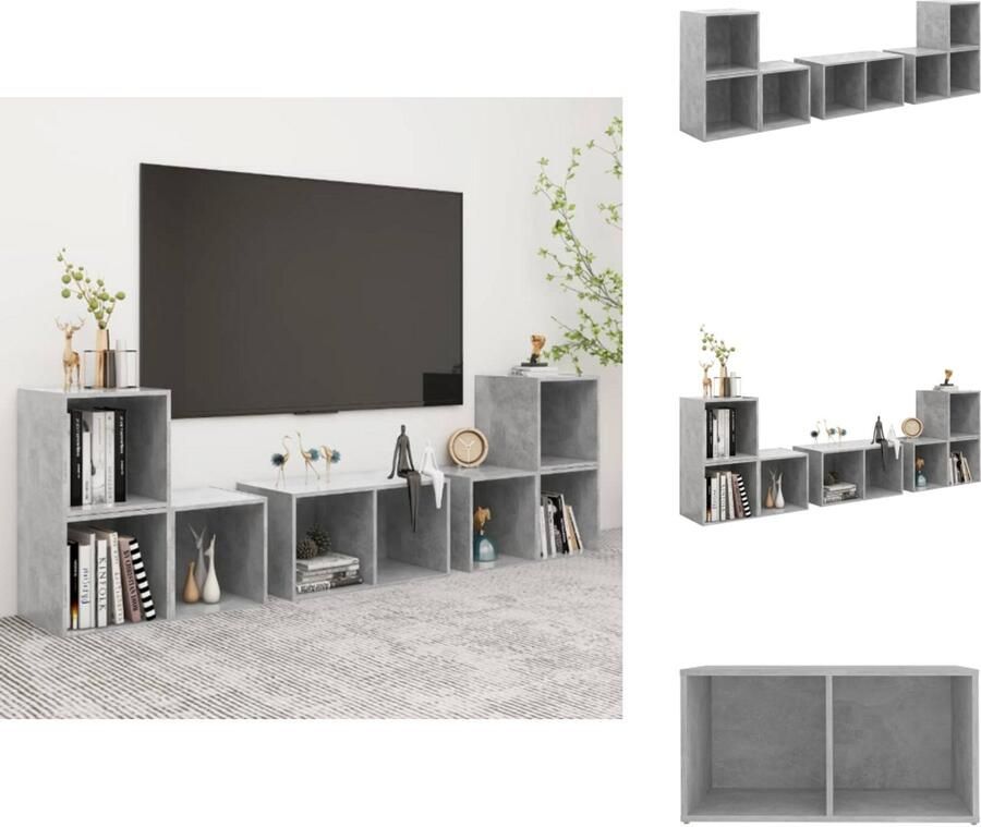 VidaXL Tv-kastenset Tv-kastensets Tv-meubelset Tv-meubelsets 6-delige Tv-meubelset bewerkt hout betongrijs