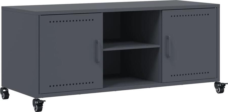 VidaXL Tv-meubel Staal Antraciet 100x39x43 cm Tv-meubel Tv-meubelen Tv Kast Opbergkast