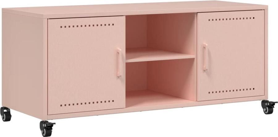 VidaXL Tv-meubel 100 5x39x43 5 cm koudgewalst staal roze