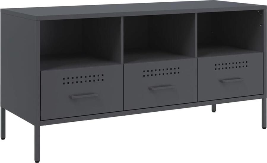 VidaXL Tv-meubel 100 5x39x50 5 cm koudgewalst staal antracietkleurig