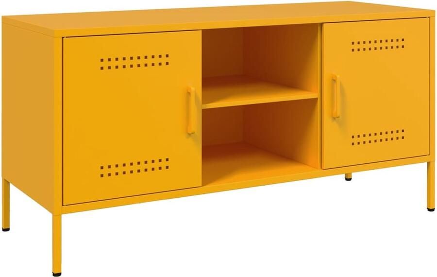 VidaXL Tv-meubel 100 5x39x50 5 cm staal mosterdgeel - Foto 2