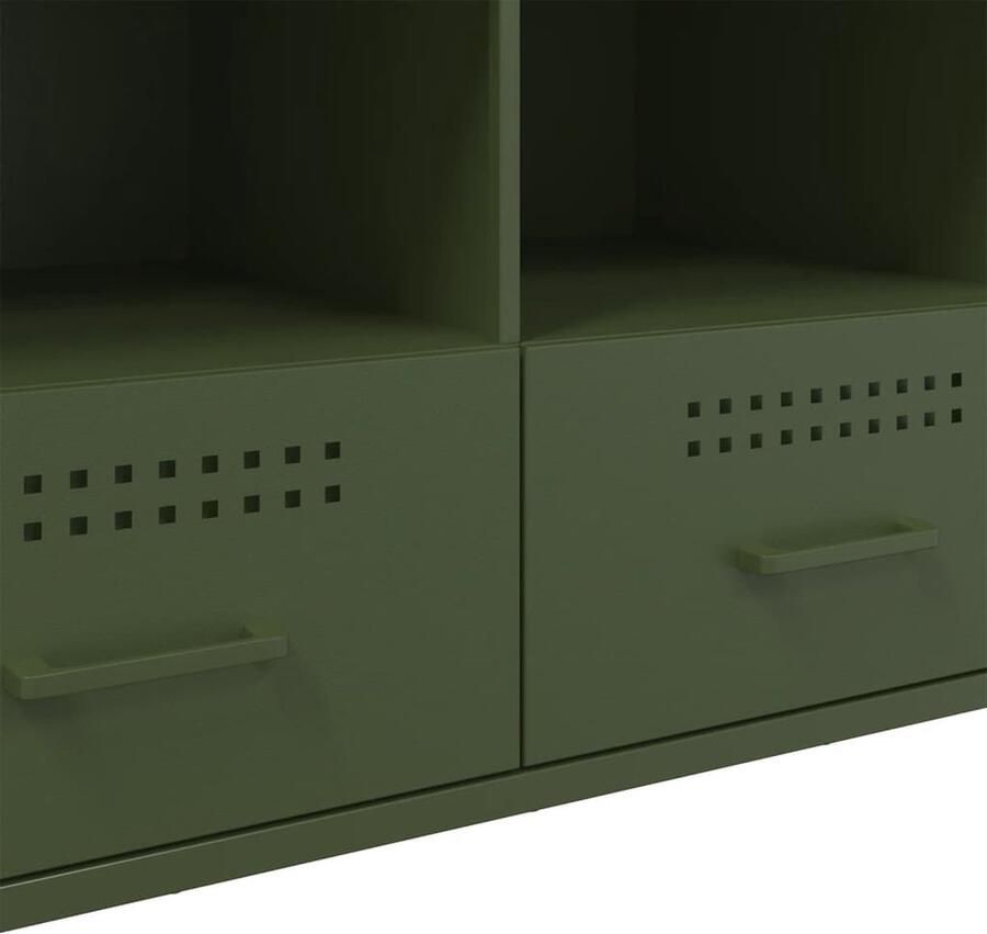 VidaXL Tv-meubel 100 5x39x50 5 cm koudgewalst staal olijfgroen - Foto 2